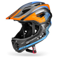 Rockbros TT-32SOBL-M children's bicycle helmet with removable chinbar, size M - black and orange