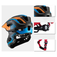 Rockbros TT-32SOBL-M children's bicycle helmet with removable chinbar, size M - black and orange