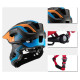 Rockbros TT-32SOBL-M children's bicycle helmet with removable chinbar, size M - black and orange