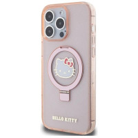Hello Kitty Ring Stand Glitter Electrop Logo MagSafe Case for iPhone 15 Pro Max - Pink