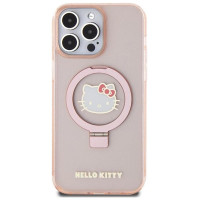 Hello Kitty Ring Stand Glitter Electrop Logo MagSafe Case for iPhone 15 Pro Max - Pink