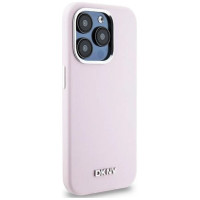 Dkny Liquid Silicone Small Metal Logo MagSafe case for iPhone 15 Pro - pink