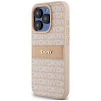 Dkny Leather Mono Stripe & Metal Logo case for iPhone 15 Pro - pink