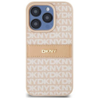 Dkny Leather Mono Stripe & Metal Logo case for iPhone 15 Pro - pink