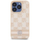 Dkny Leather Checkered Mono Pattern & Printed Stripes case for iPhone 15 Pro Max - pink