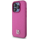 Dkny Leather Monogram Pattern Metal Logo MagSafe Case for iPhone 15 Pro - Pink