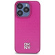 Dkny Leather Monogram Pattern Metal Logo MagSafe Case for iPhone 15 Pro - Pink