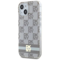 Dkny IML Checkered Mono Pattern & Printed Stripes MagSafe Case for iPhone 15 Plus / 14 Plus - Beige
