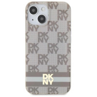 Dkny IML Checkered Mono Pattern & Printed Stripes MagSafe Case for iPhone 15 Plus / 14 Plus - Beige