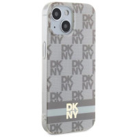Dkny IML Checkered Mono Pattern & Printed Stripes MagSafe Case for iPhone 15 Plus / 14 Plus - Beige