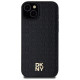 Dkny Leather Monogram Pattern Metal Logo MagSafe Case for iPhone 15 Plus / 14 Plus - Black