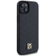 Dkny Leather Monogram Pattern Metal Logo MagSafe Case for iPhone 15 Plus / 14 Plus - Black