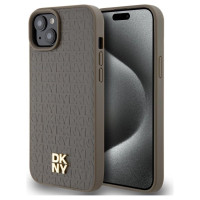 Dkny Leather Pattern Metal Logo MagSafe case for iPhone 15 / 14 / 13 - brown