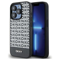 Dkny Leather Printed Pattern Metal Logo MagSafe Case for iPhone 15 Pro Max - Black
