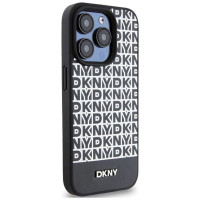 Dkny Leather Printed Pattern Metal Logo MagSafe Case for iPhone 15 Pro Max - Black
