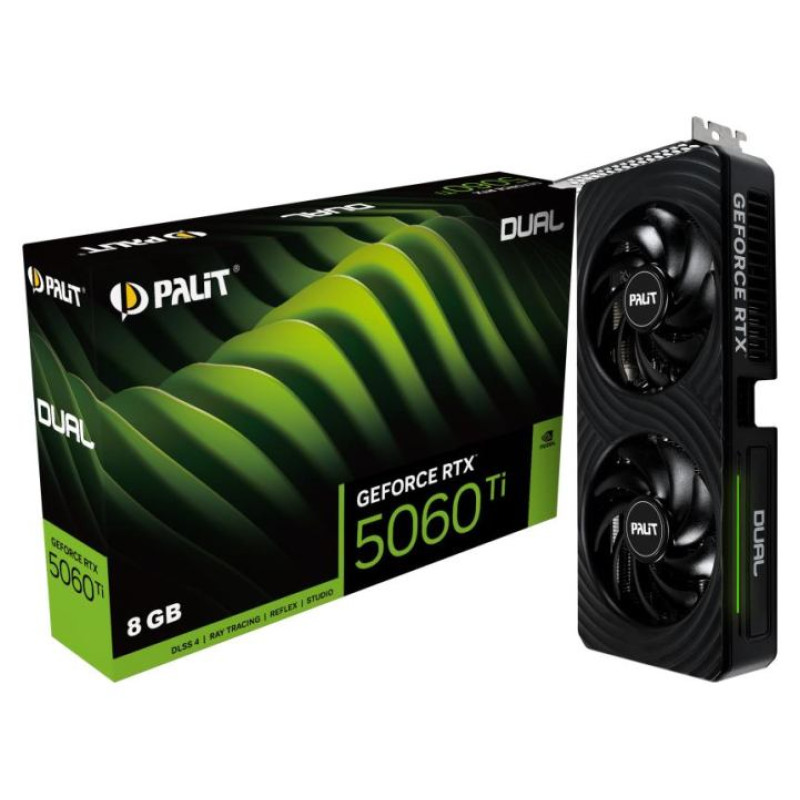 Palit Graphics Card|PALIT|NVIDIA GeForce RTX 5060 Ti|8 GB|GDDR7|128 bit|PCIE 5.0 16x|Dual Slot Fansink|1xHDMI|3xDisplayPort|NE7506T019P1-GB2062D