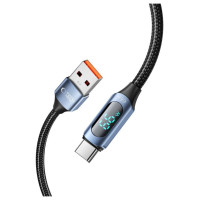Tech-Protect UltraBoost Cable with LED Display USB-C / USB-A 66W 6A 1m - Blue