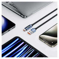 Tech-Protect UltraBoost Cable with LED Display USB-C / USB-A 66W 6A 1m - Blue