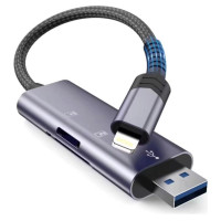 Tech-Protect UltraBoost SD/micro SD Card Reader with Lightning /USB-A Connector - Gray