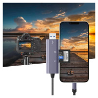 Tech-Protect UltraBoost SD/micro SD Card Reader with Lightning /USB-A Connector - Gray