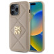 Dkny Quilted Stack Logo iPhone 14 Pro Max Case - Beige