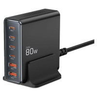 Tech-Protect DC80W-GAN 6-PORT PD80W/QC3.0 Charging Station - Black