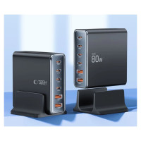 Tech-Protect DC80W-GAN 6-PORT PD80W/QC3.0 Charging Station - Black