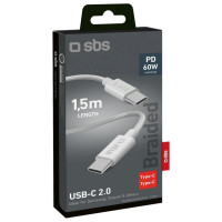 SBS TECABLETISSUETCCG USB-C - USB-C 1.5m 60W braided cable - gray