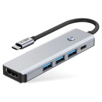 Tech-Protect HB01 HUB Adapter 5in1 USB-C + USB3.0 + HDMI 4K 60Hz + PD100W - gray