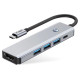 Tech-Protect HB01 HUB Adapter 5in1 USB-C + USB3.0 + HDMI 4K 60Hz + PD100W - gray