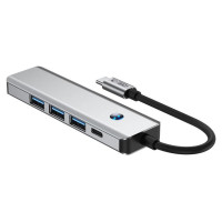 Tech-Protect HB01 HUB Adapter 5in1 USB-C + USB3.0 + HDMI 4K 60Hz + PD100W - gray