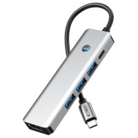 Tech-Protect HB01 HUB Adapter 5in1 USB-C + USB3.0 + HDMI 4K 60Hz + PD100W - gray