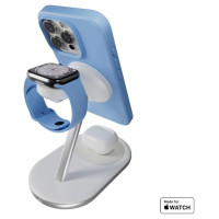 Puro Mag Station Qi2 3-in-1 Wireless Charger Compatible with MagSafe - White