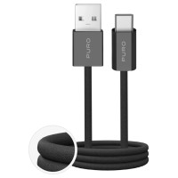 Puro Fabrik 2.0 10W USB-A - USB-C Braided Cable 1.5m - Black