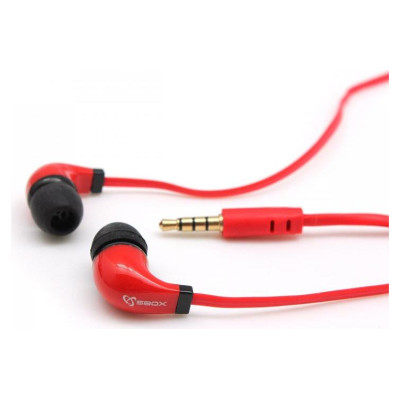 Sbox Stereo Earphones With Microphone EP-038 Red