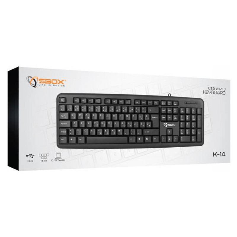 Sbox Keyboard Wired USB K-14 US