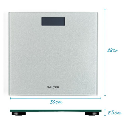 Salter 9037 SVGL3RCFXAS Glitter Glass Personal Bathroom Scale - Silver