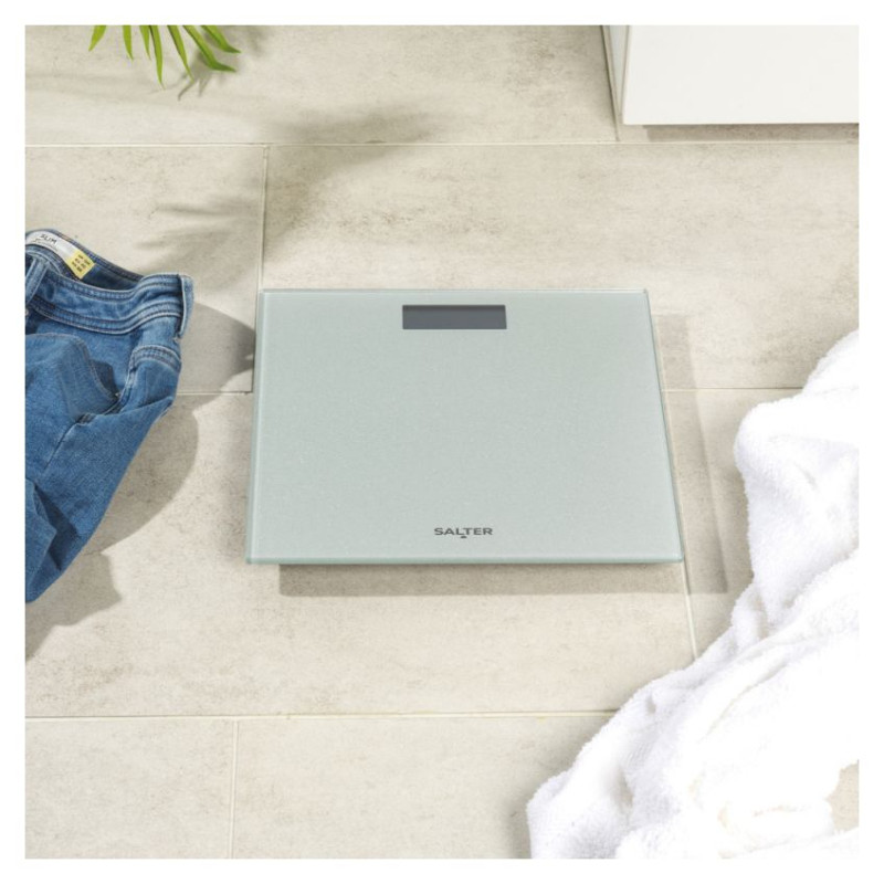 Salter 9037 SVGL3RCFXAS Glitter Glass Personal Bathroom Scale - Silver