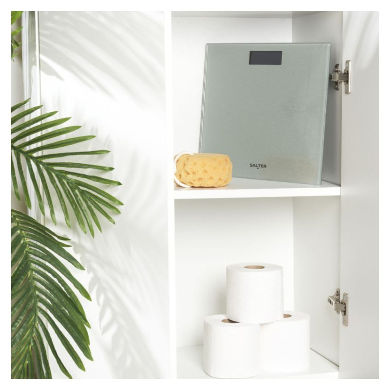 Salter 9037 SVGL3RCFXAS Glitter Glass Personal Bathroom Scale - Silver