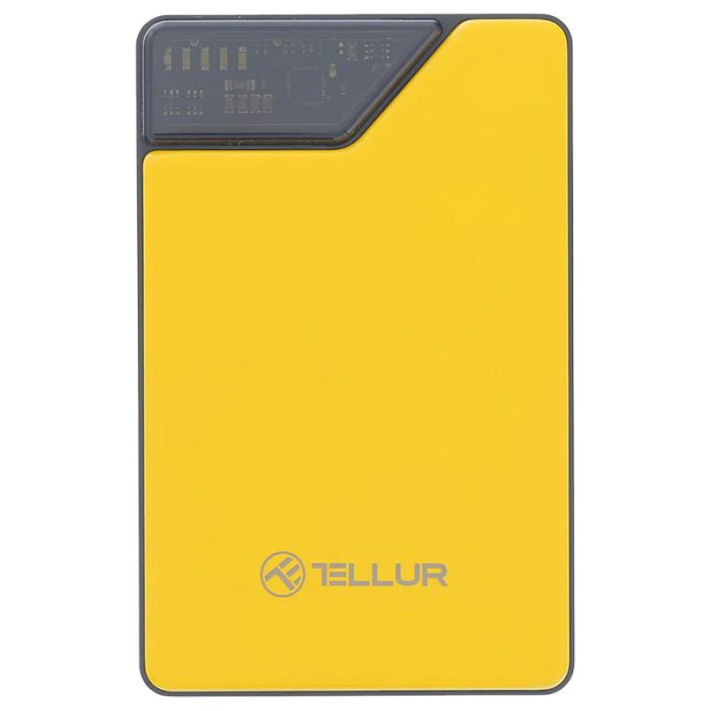 Tellur Power Bank 10000mAh, USB-C + Lightning cables built-in  yellow