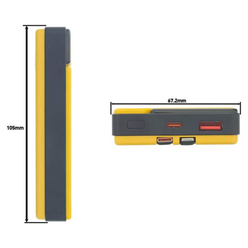 Tellur Power Bank 10000mAh, USB-C + Lightning cables built-in  yellow