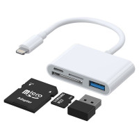 Joyroom S-H142 Lightning OTG HUB - USB-A 3.2 / Lightning / SD, TF card reader - white