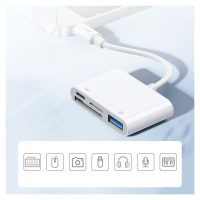 Joyroom S-H142 Lightning OTG HUB - USB-A 3.2 / Lightning / SD, TF card reader - white