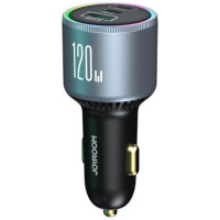 Joyroom JR-CCN07 car charger 120W 2xUSB-C USB-A + USB-C cable 100W - dark gray