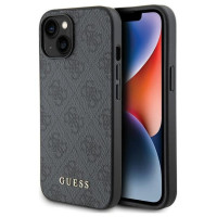 Guess 4G Metal Gold Logo iPhone 15 Case - Gray