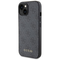 Guess 4G Metal Gold Logo iPhone 15 Case - Gray