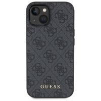 Guess 4G Metal Gold Logo iPhone 15 Case - Gray