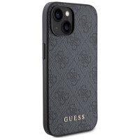 Guess 4G Metal Gold Logo iPhone 15 Case - Gray
