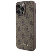 Guess 4G Metal Gold Logo case for iPhone 15 Pro Max - brown