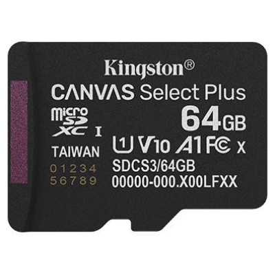 Kingston 64GB micSDXC Canvas Select Plus Gen3 100R A1 Single Pack w/o ADP